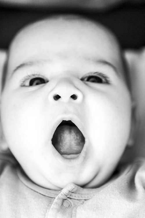 Boy Baby Yawn Tongue Portrait Tired Eyes Infant