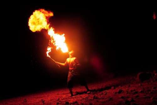 Breathing Fire Fire-Eater Fire Art Night Flame