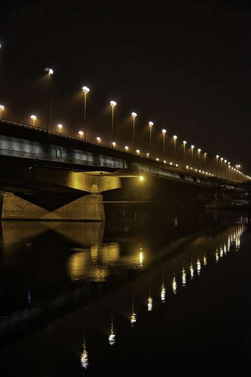 Bridge Stack Austria Vienna Night Danube Tourism