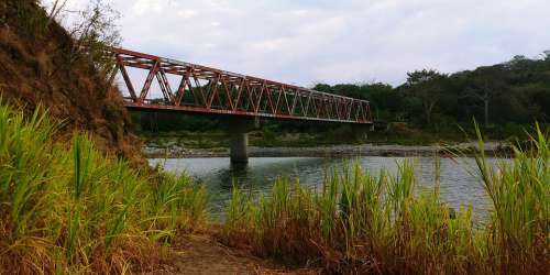 Bridge Costa Rica Grass River Water Rusty Bank