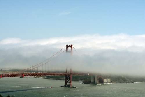 Bridge Golden Gate Fog Clouds San Francisco Bay