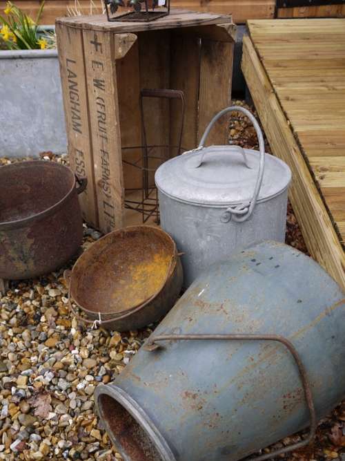Bucket Zinc Container Metal Equipment Vintage