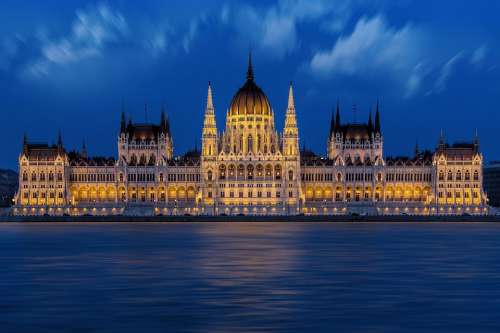 Budapest Hungarian Parliament Danube Reflection