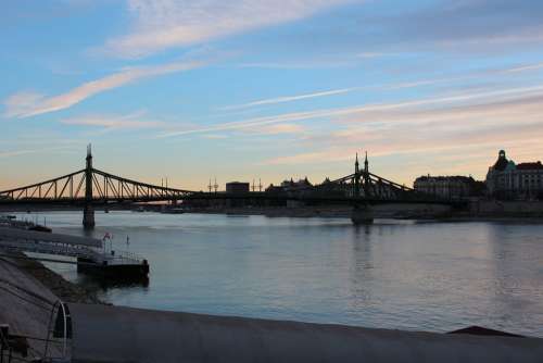 Budapest Danube Dusk River Waterfront Landscape