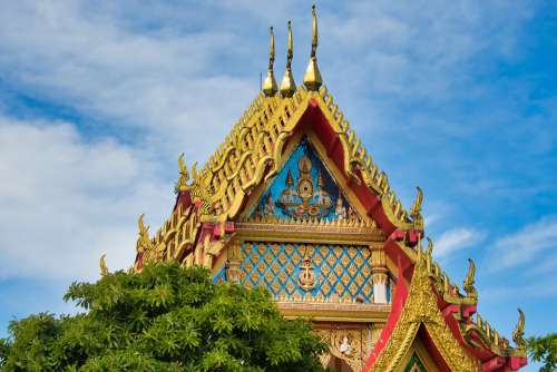 Buddhism Temple Thailand Roof Architecture