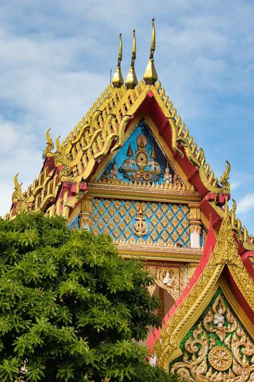 Buddhism Temple Thailand Roof Architecture