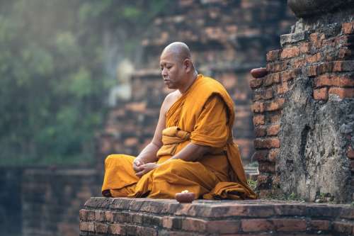 Buddhist Monk Sitting Meditation Zen Meditate