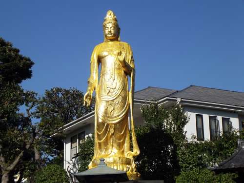 Budha Statue Gold Buddhism Temple Shrine Asia