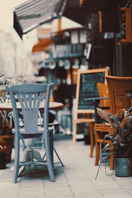 Cafe Restaurant Chair Outdoors Retro Vintage
