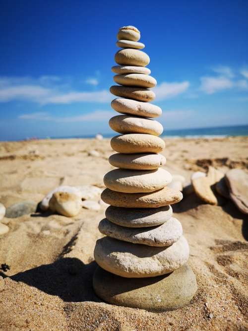 Cairn Sea Sand Beach Stones