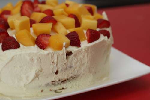 Cake Fruit Bake Dessert Sweet Bakery Cream