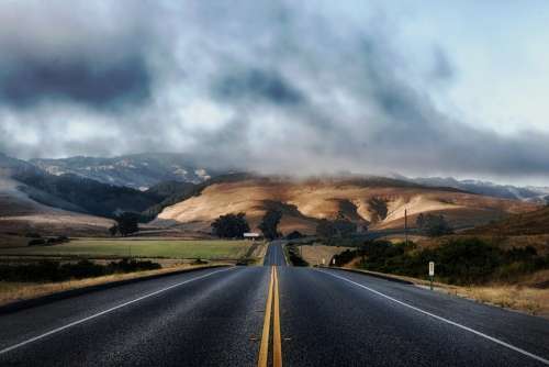 California Road Highway Hills Landscape Scenic