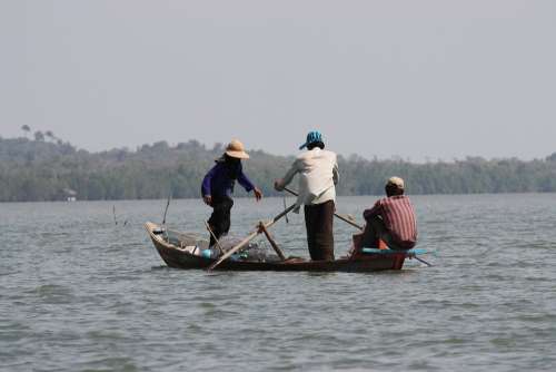 Cambodia Fishing Fishermen Boat Lifestyle