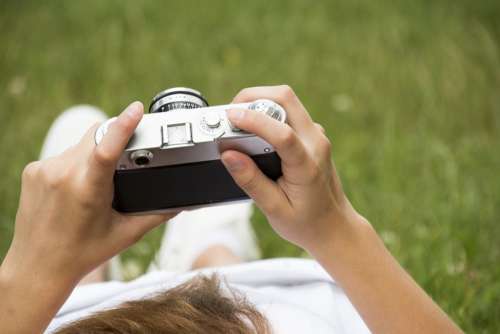 Camera Old Retro Holding In Hands Travel Photo