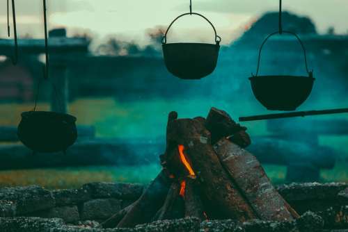 Campfire Burning Camping Close-Up Cooking