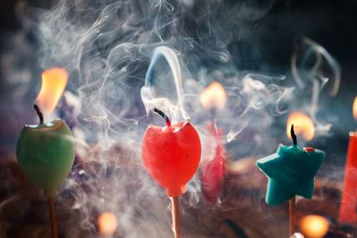 Candles Smoke Birthday Festival Atmosphere