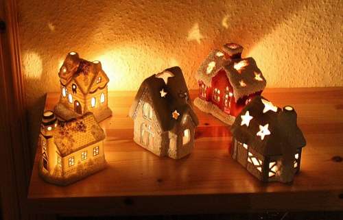 Candles Houses Christmas Advent Candlestick