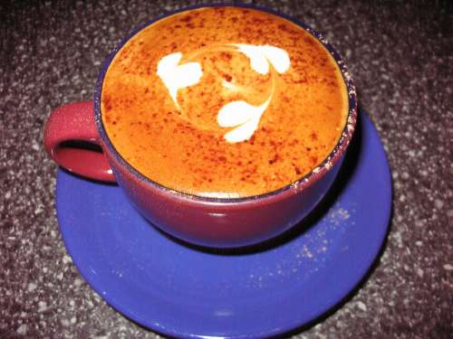 Cappuccino Art Design Three Hearts Beverage Coffee