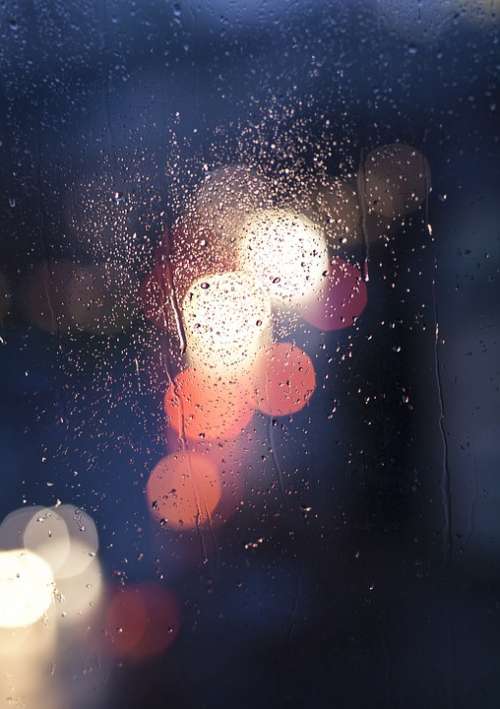 Car Lights Colors Drops Lights Night Rain Window