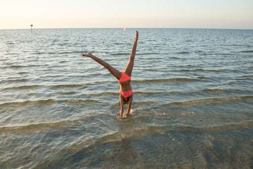 Cartwheel Gymnastics People Person Beach Water