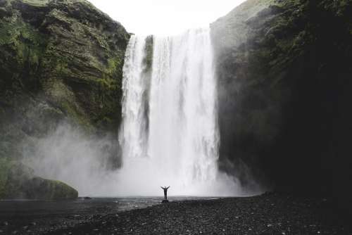 Cascade Waterfall Iceland Landscape Mist Nature