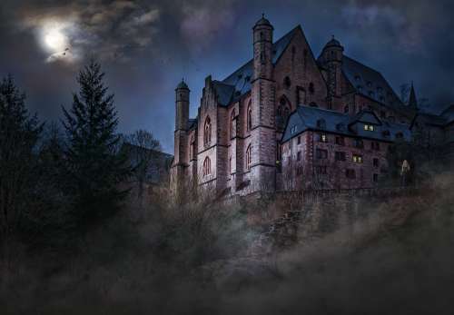 Castle Mystical Mood Night Sky Haunted Castle