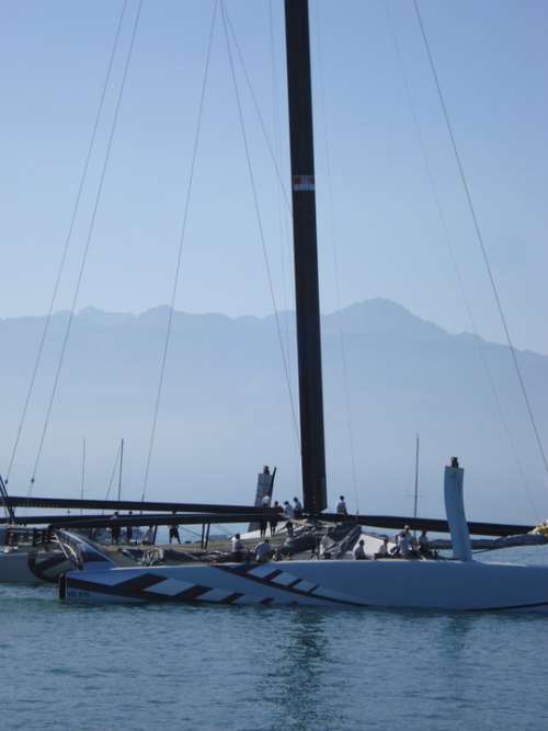 Catamaran Boat Alinghi Lausanne Lake Geneva