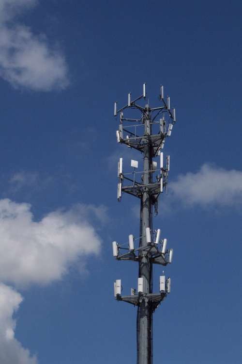 Cell Tower Sky Clouds Technology Antenna