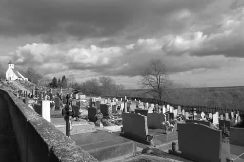 Cemetery Graves Grave Stones Atmosphere Chapel