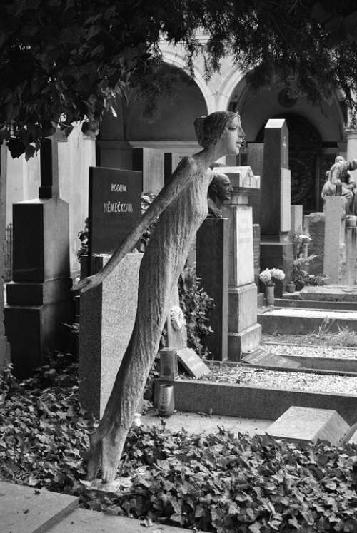 Cemetery The Statue Sculpture Prague Monument