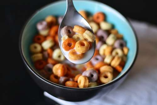 Cereal Spoon Milk Cheerios Morning Food Breakfast