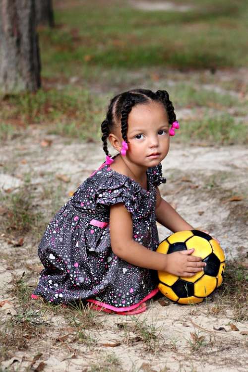 Child Girl Little Young Small Play Ball Outdoors