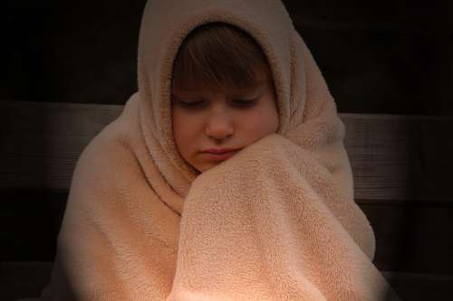 Child Girl Blanket Evening Freeze Alone Lonely