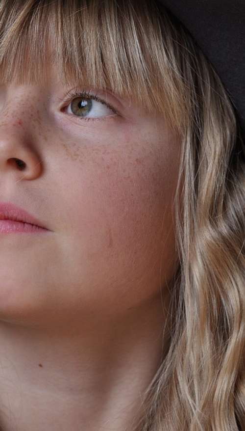Child Girl Blond Face Close Up