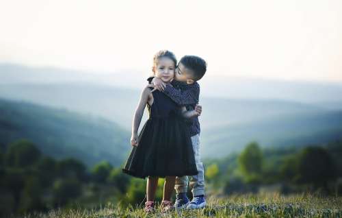 Children Hug Siblings Brother Sister Friends