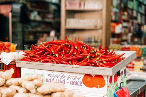 Chili Pepper Hot Spicy Red Basket Vegetable Food