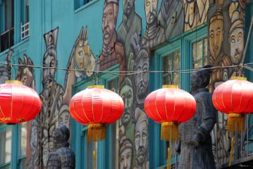 Chinese Lanterns Chinatown Window Los Angeles