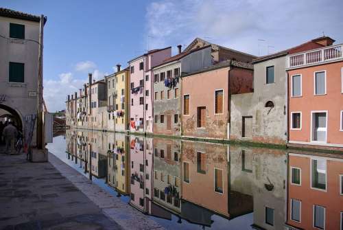 Chioggia Italy Channel Street City Reflection