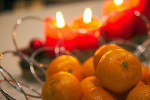 Christmas Candles Orange Clementine Heat Flame