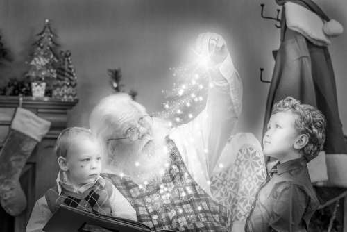 Christmas Storybook Santa Black And White Job