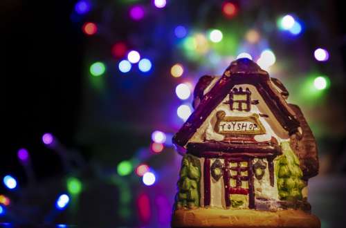 Christmas Lights Background Colorful Winter House