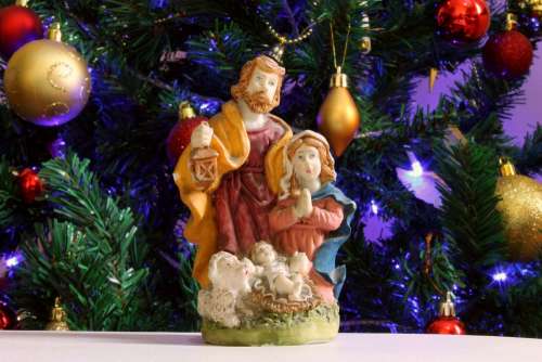Christmas Mary And Joseph Statue Garnish Decoration