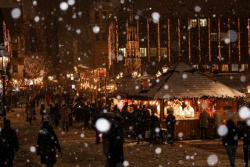 Christmas Market Snow Winter Christmas Nuremberg