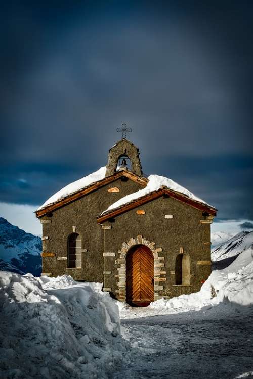 Church Chapel Switzerland Old Landmark Winter