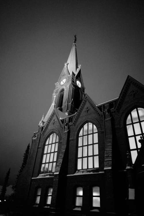 Church Steeple Church Window B W Photo Finnish