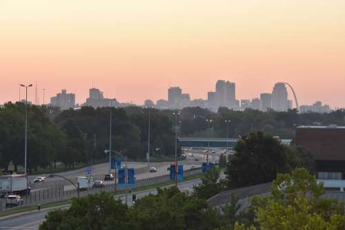 City Dawn Sunrise Architecture Downtown Buildings