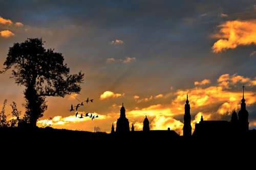 City View Evening Sky Silhouette Architecture