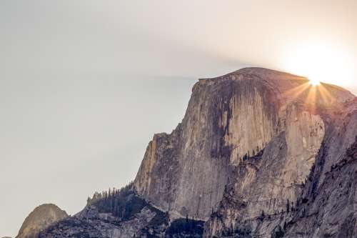 Cliff Half Dome Yosemite Daylight Geology