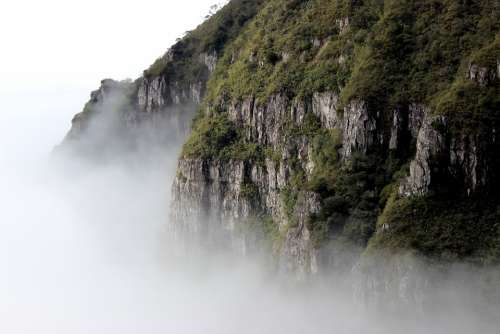 Cliff Fog Mountain Rock Foggy Scenic Nature