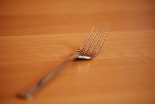 Close Up Fork Focused Cutlery Metal Table